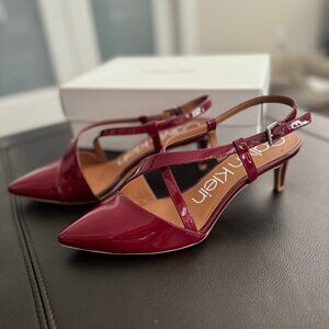 Calvin Klein Paula Slingback Pointed Toe Pumps, Red Rock